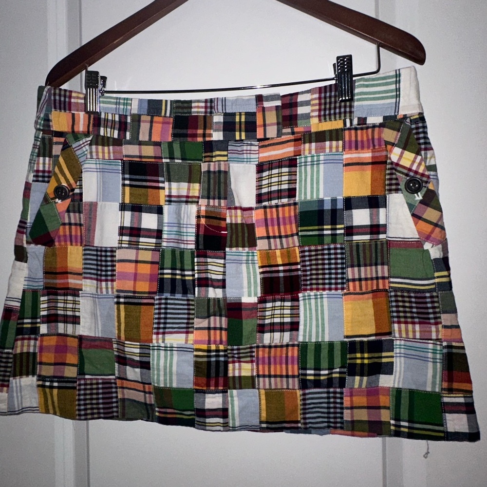 J. Crew Madras A-line Cargo Mini Skirt
